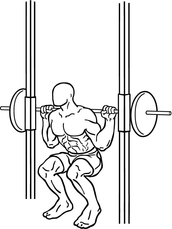 Smith machine squat at the bottom position